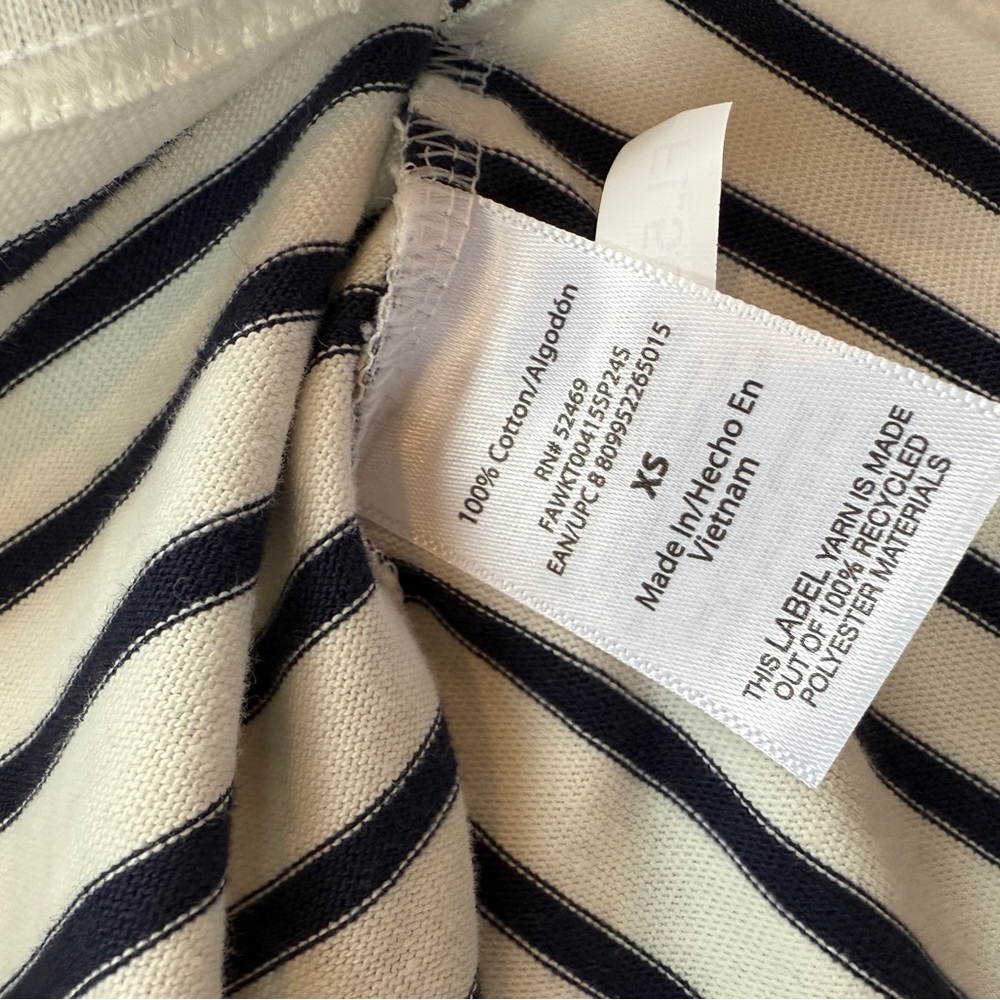Striped Navy And White Balloon Sleeve 100% Cotton Blouse Women’s Shirt Size XS - Picture 4 of 4